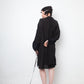 Loewe 2020's black wrinkled cotton caban shirt dress with puffy sleeves