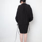 Loewe 2020's black wrinkled cotton caban shirt dress with puffy sleeves
