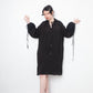 Loewe 2020's black wrinkled cotton caban shirt dress with puffy sleeves