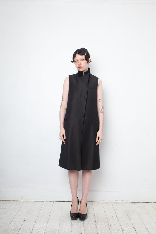 Martine Sitbon wool grey sleeveless blazer with upright collar