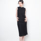 Jean Colonna 90's black wool slip dress with deep back slit and visible lining