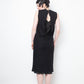 Jean Colonna 90's black wool slip dress with deep back slit and visible lining
