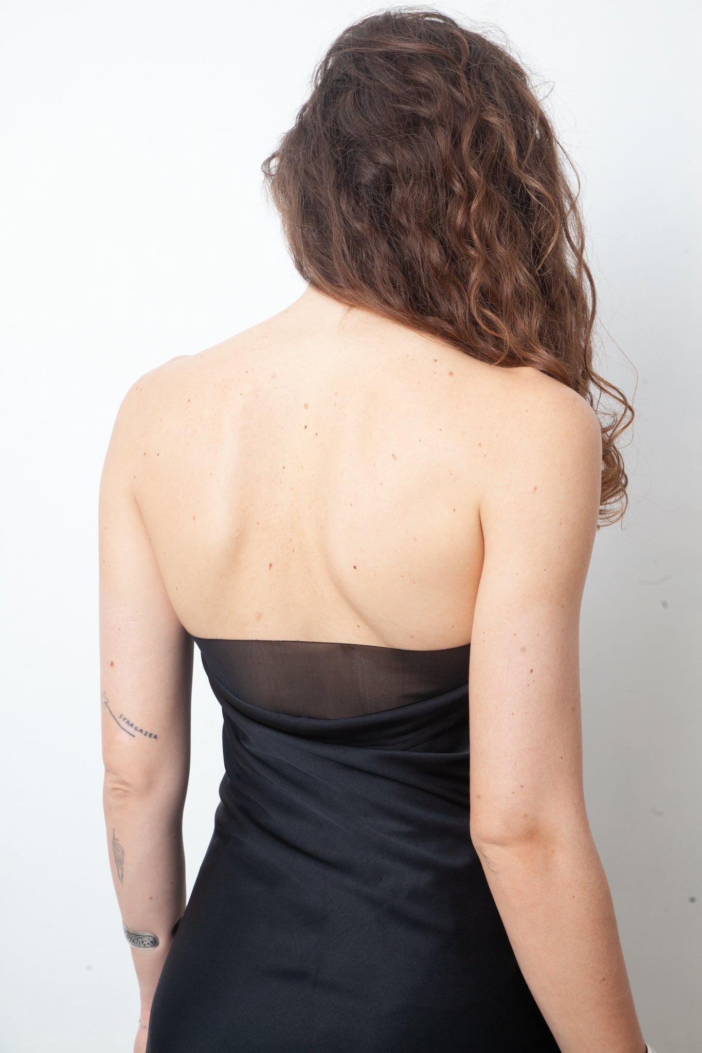 Gucci 2002 black silk bustier dress with plunged mesh back