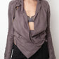 Tim van Steenbergen 2000's faux suede taupe draped blazer