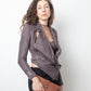 Tim van Steenbergen 2000's faux suede taupe draped blazer