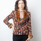 John Galliano 2000's feather print jacket with fur and lace collar and cuffs