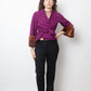 Dries van Noten FW 2005 fuchsia kimono jacket with belt and fur sleeves