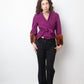 Dries van Noten FW 2005 fuchsia kimono jacket with belt and fur sleeves