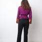 Dries van Noten FW 2005 fuchsia kimono jacket with belt and fur sleeves