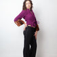 Dries van Noten FW 2005 fuchsia kimono jacket with belt and fur sleeves