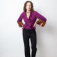 Dries van Noten FW 2005 fuchsia kimono jacket with belt and fur sleeves