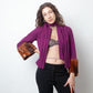 Dries van Noten FW 2005 fuchsia kimono jacket with belt and fur sleeves