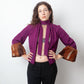 Dries van Noten FW 2005 fuchsia kimono jacket with belt and fur sleeves