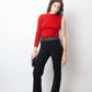 Walter van Beirendock 90's one sleeve red ribbed knit sweater