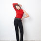 Walter van Beirendock 90's one sleeve red ribbed knit sweater