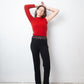 Walter van Beirendock 90's one sleeve red ribbed knit sweater