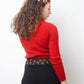 Walter van Beirendock 90's one sleeve red ribbed knit sweater