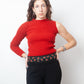 Walter van Beirendock 90's one sleeve red ribbed knit sweater