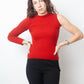 Walter van Beirendock 90's one sleeve red ribbed knit sweater