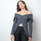 MM6 Margiela FW 2005 two way zipper grey ribbed knit long cardigan