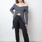 MM6 Margiela FW 2005 two way zipper grey ribbed knit long cardigan