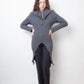 MM6 Margiela FW 2005 two way zipper grey ribbed knit long cardigan
