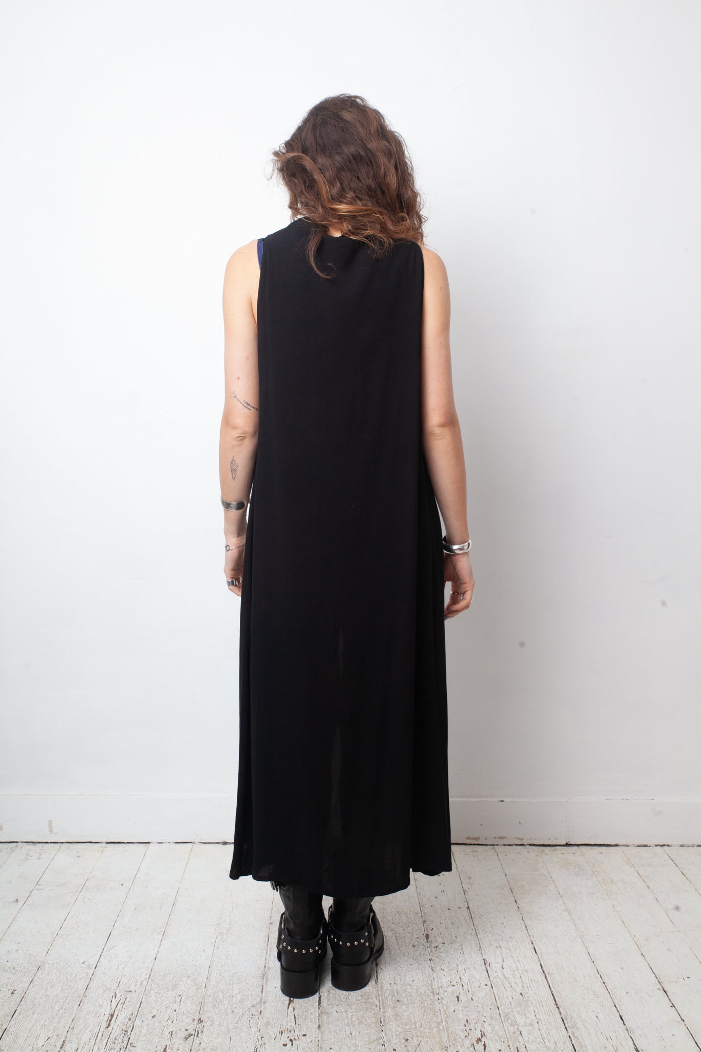 Yohji Yamamoto Y's 90's black long sleeveless gilet with double button closure