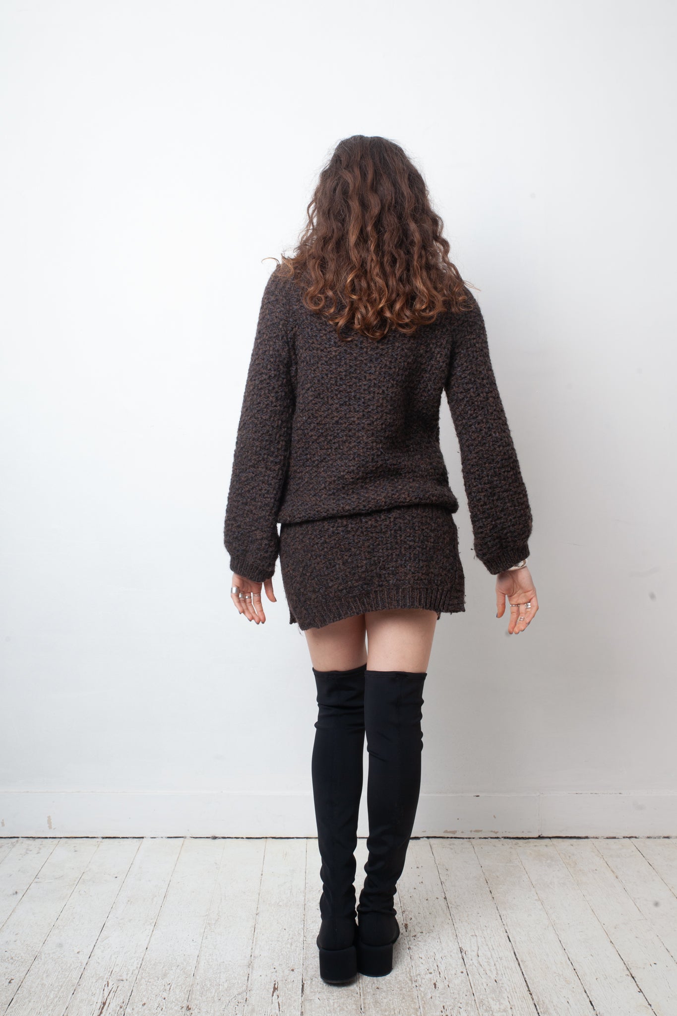 Veronique Branquinho FW 2004 brown wool knit tunic sweater
