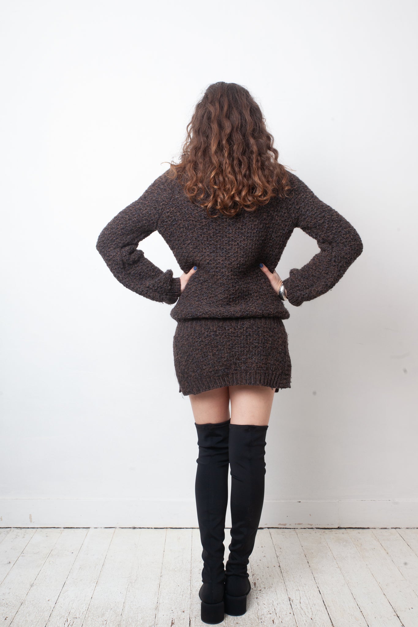 Veronique Branquinho FW 2004 brown wool knit tunic sweater