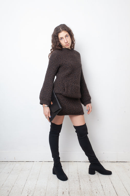 Veronique Branquinho FW 2004 brown wool knit tunic sweater