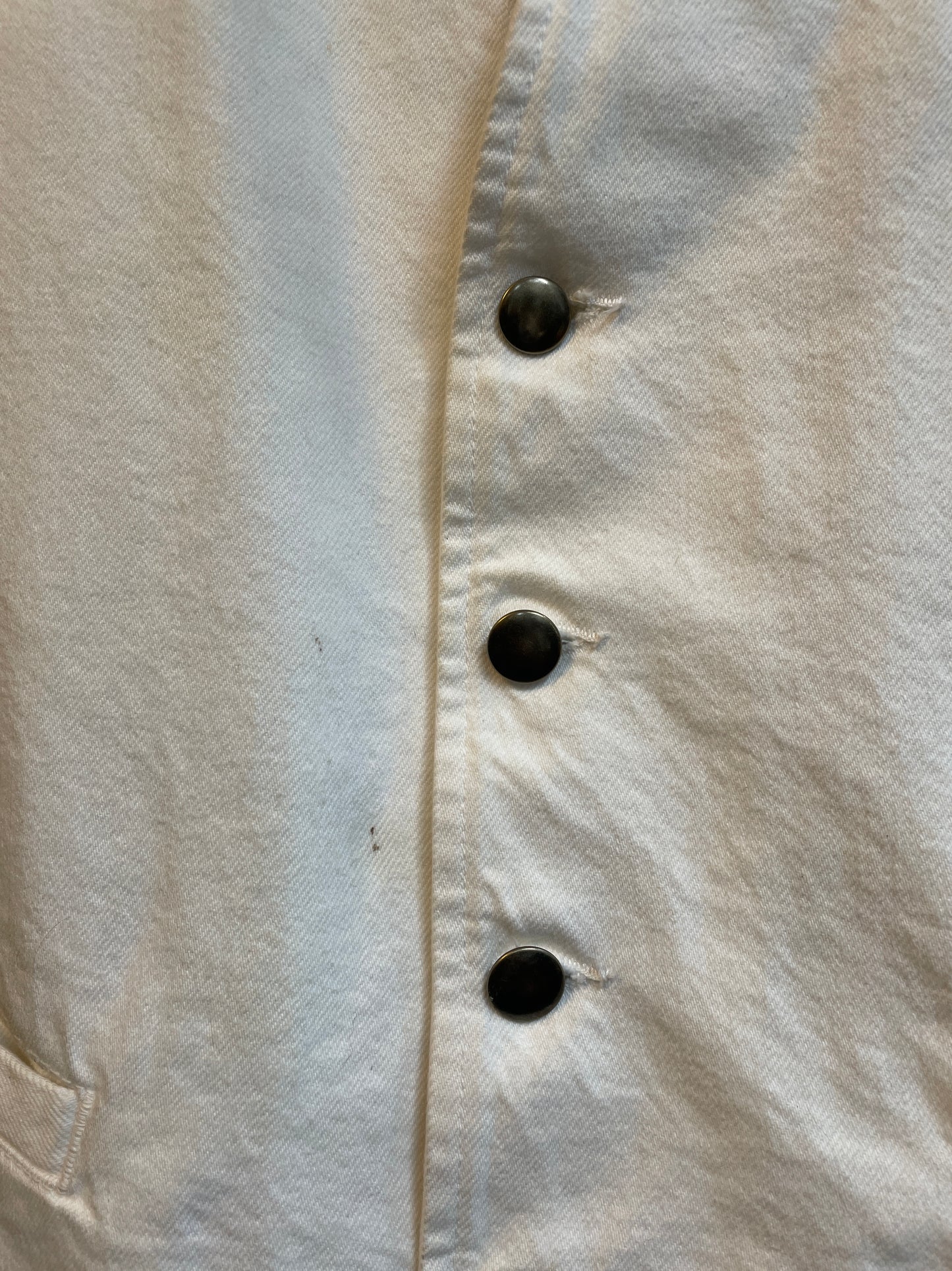 Ann Demeulemeester SS 2022 white denim oversized gilet with back slit and belts