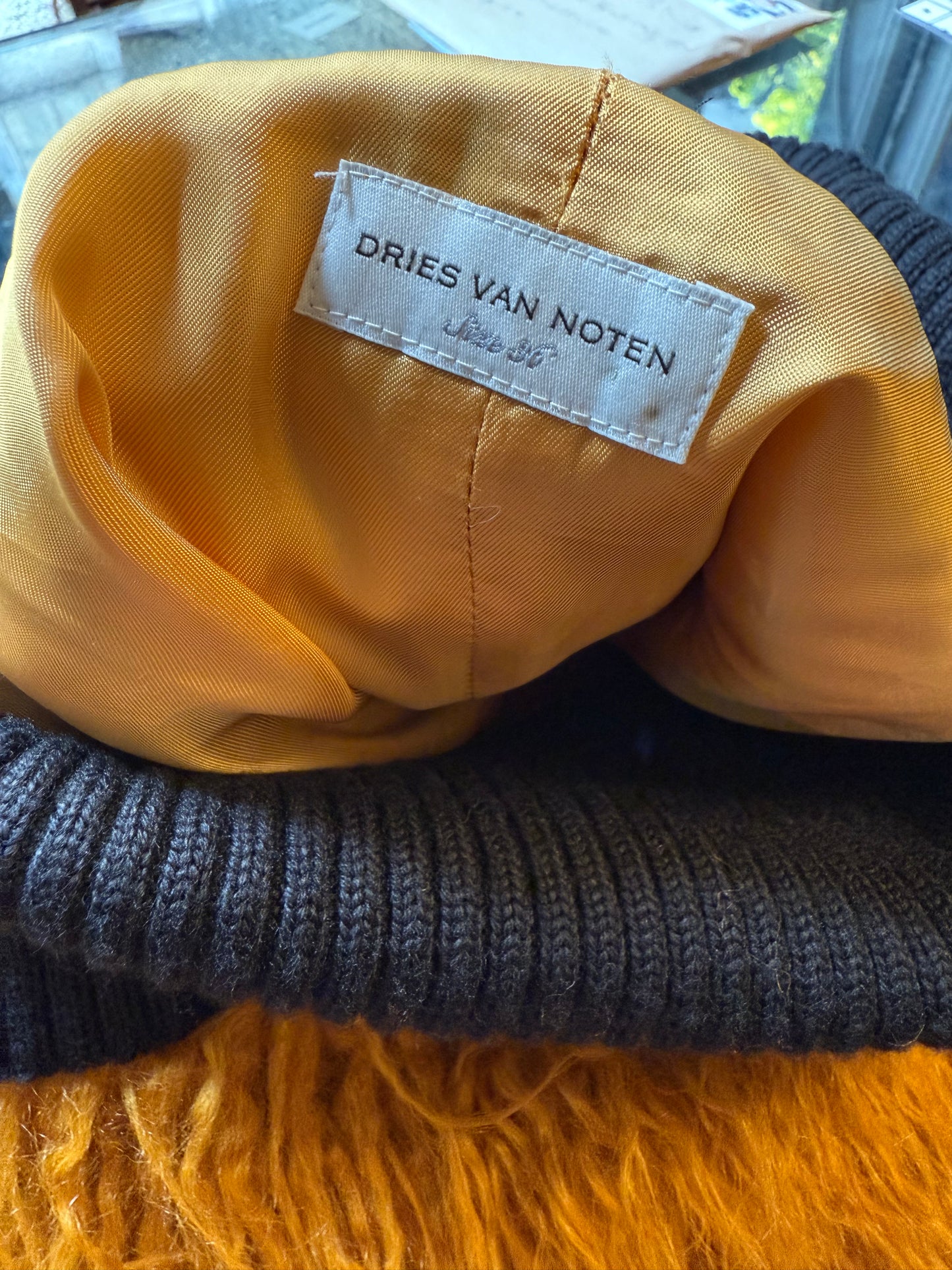 Dries van Noten FW 2018 hairy faux fur ochre skirt