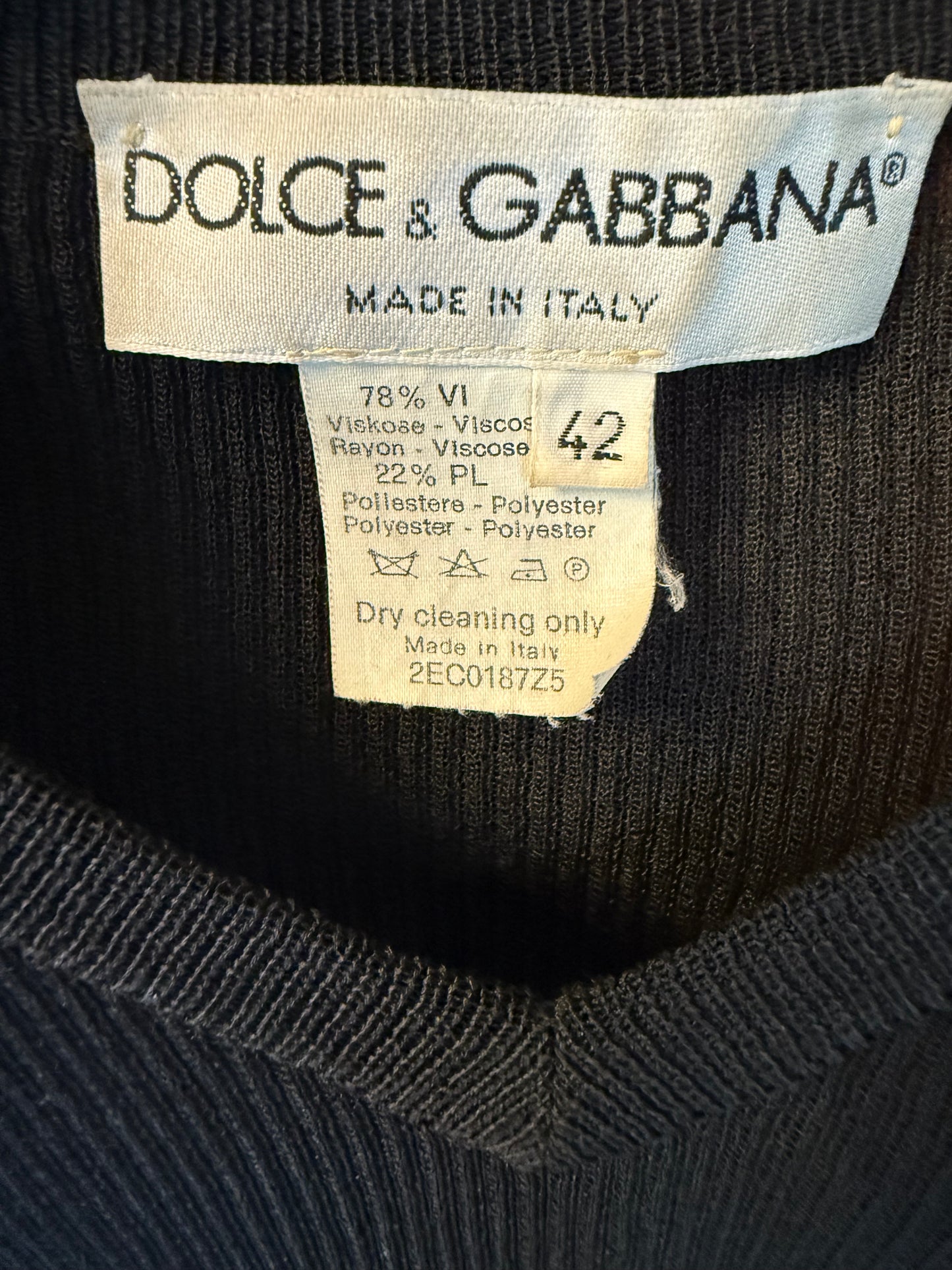 Dolce & Gabbana 90's black knit sheer long sleeve shirt