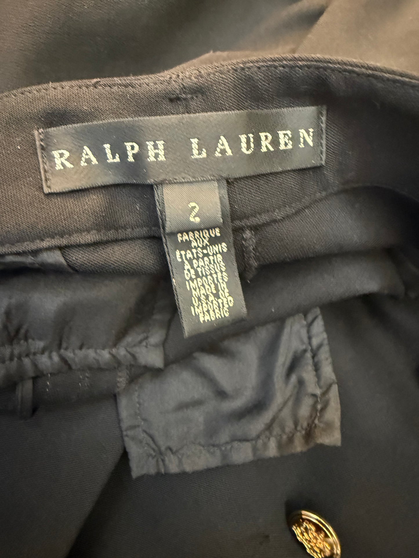 Ralph Lauren 2010's black pantsuit with golden buttons and stripes