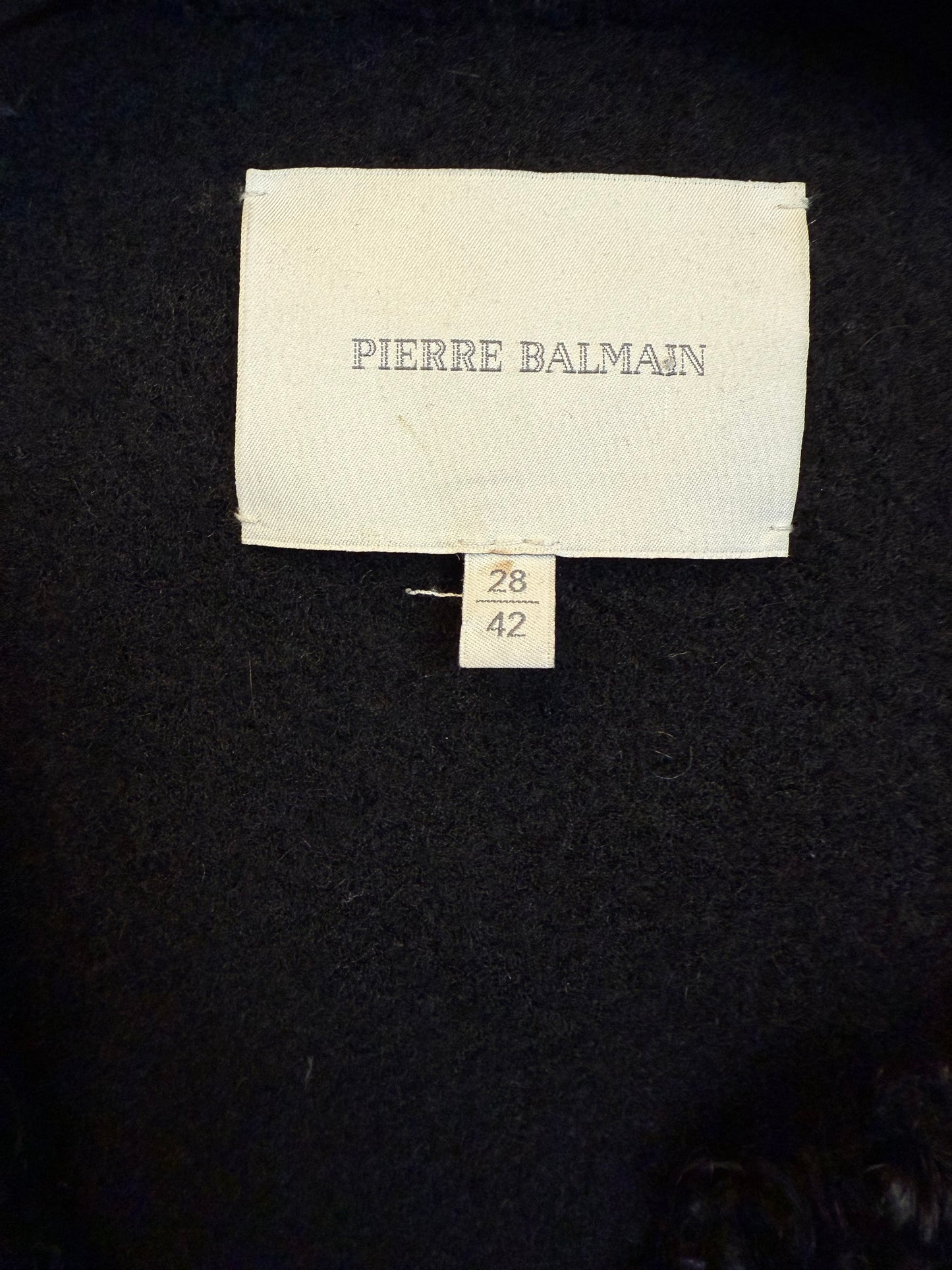 Balmain 2000's black shearling hair sleeveless jacket with belt