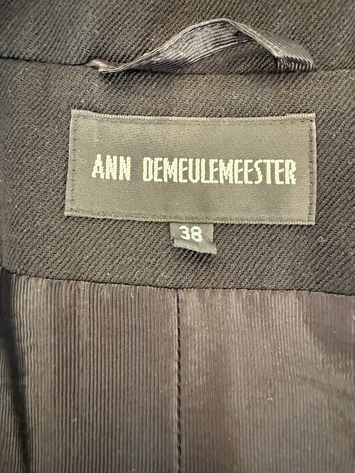 Ann Demeulemeester 2000's black wool tailcoat with pink lace cuffs