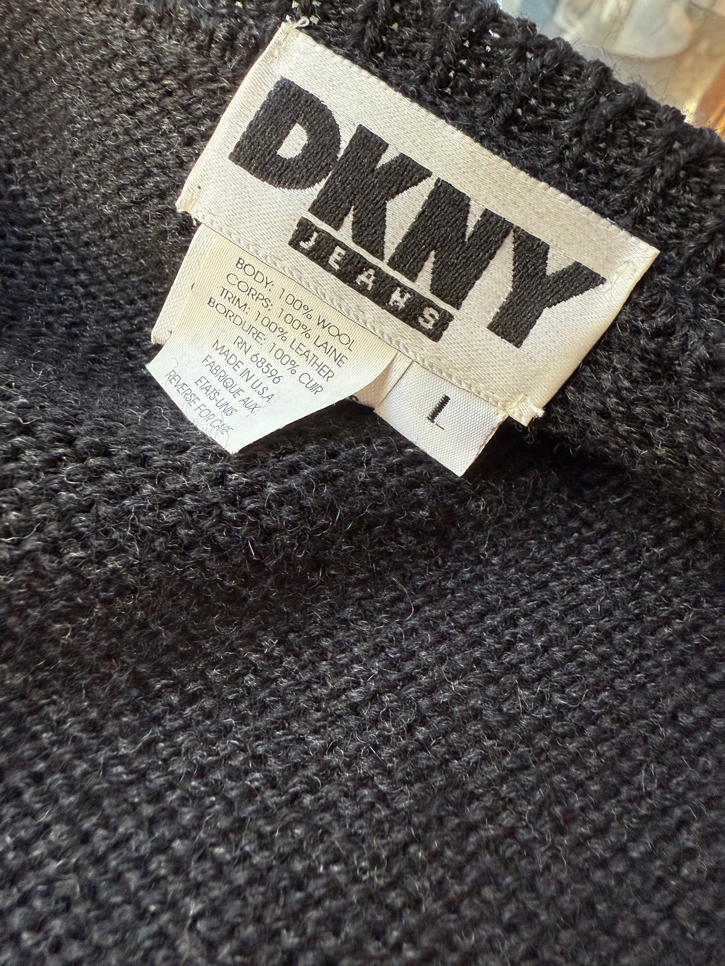 DKNY 90's wool and leather twinset (turtleneck & gilet)