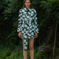 Off-White resort 2018 flower pattern denim jacket with belt and strap detail