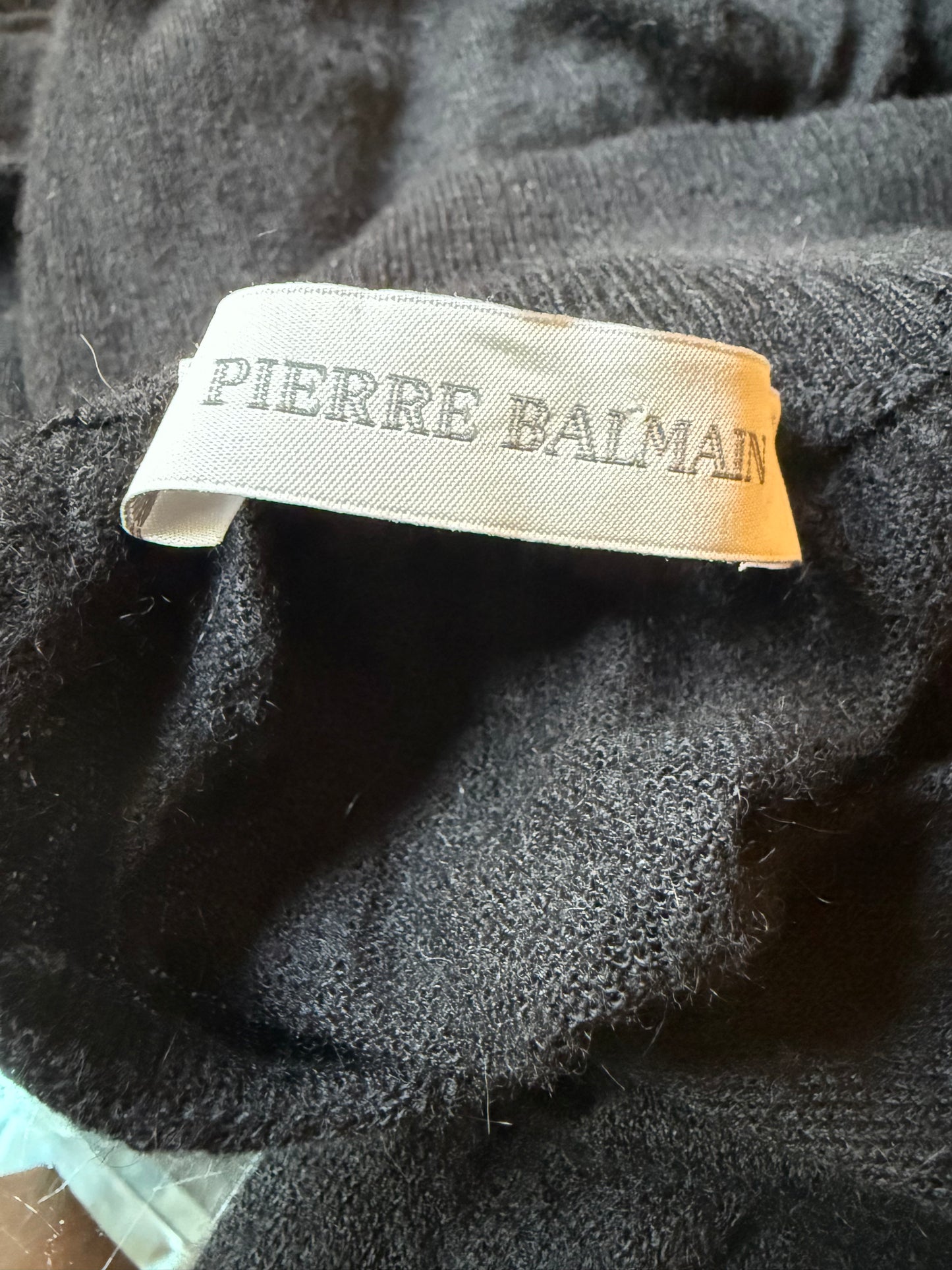 Balmain 2013 black wool slightly sheer long pullover
