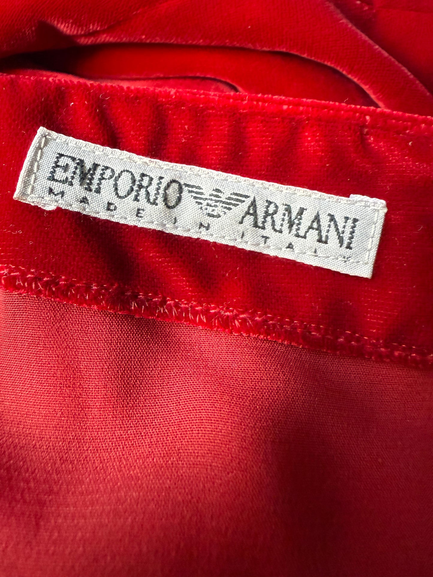 Emporio Armani 90's velvet asymmetric dress with high slit