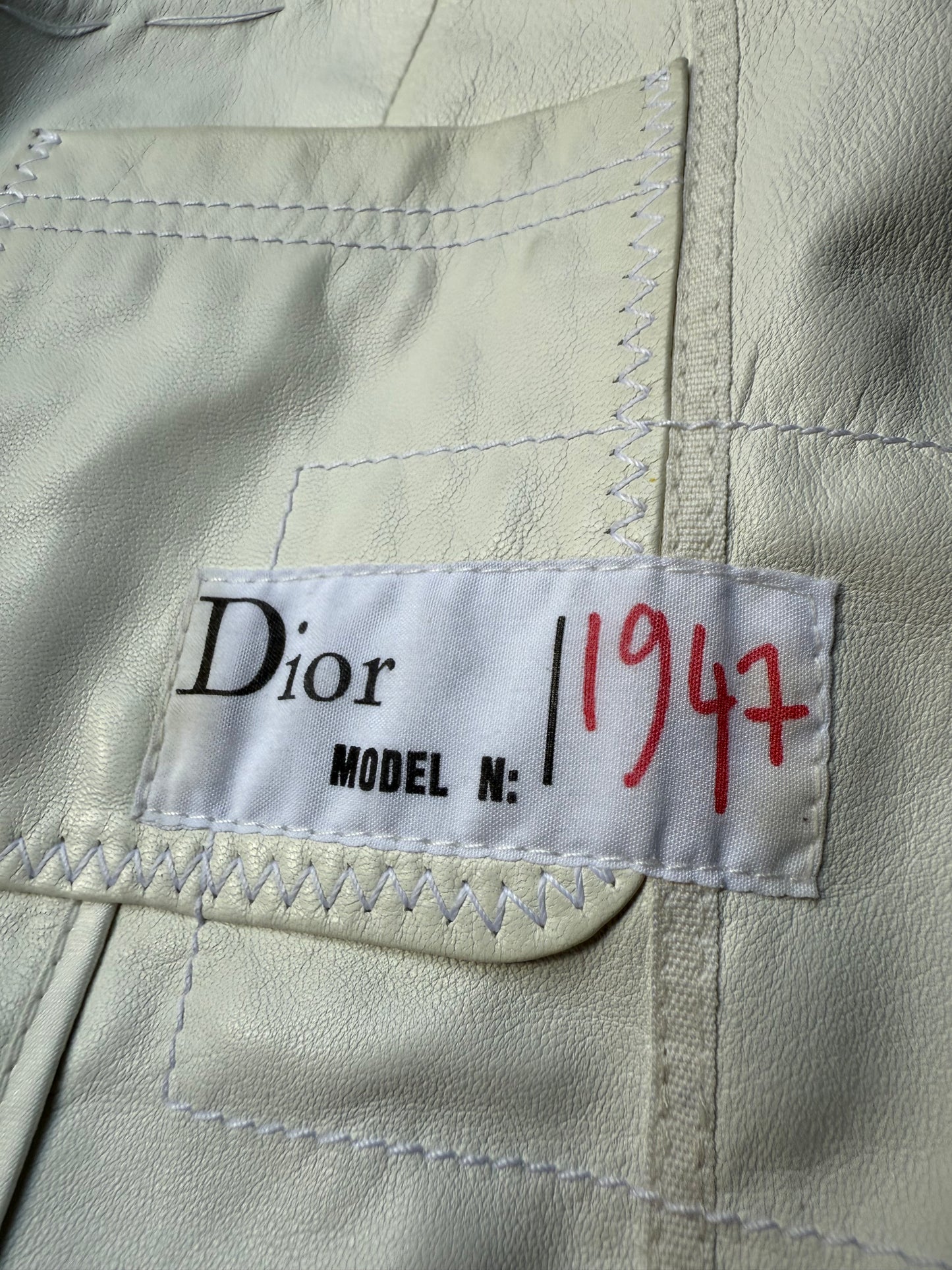 Dior 2000's white leather prototype pencil skirt with mesh detail