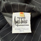 Angelo Tarlazzi 90's pinstripe black skirt suit with red leather waistband