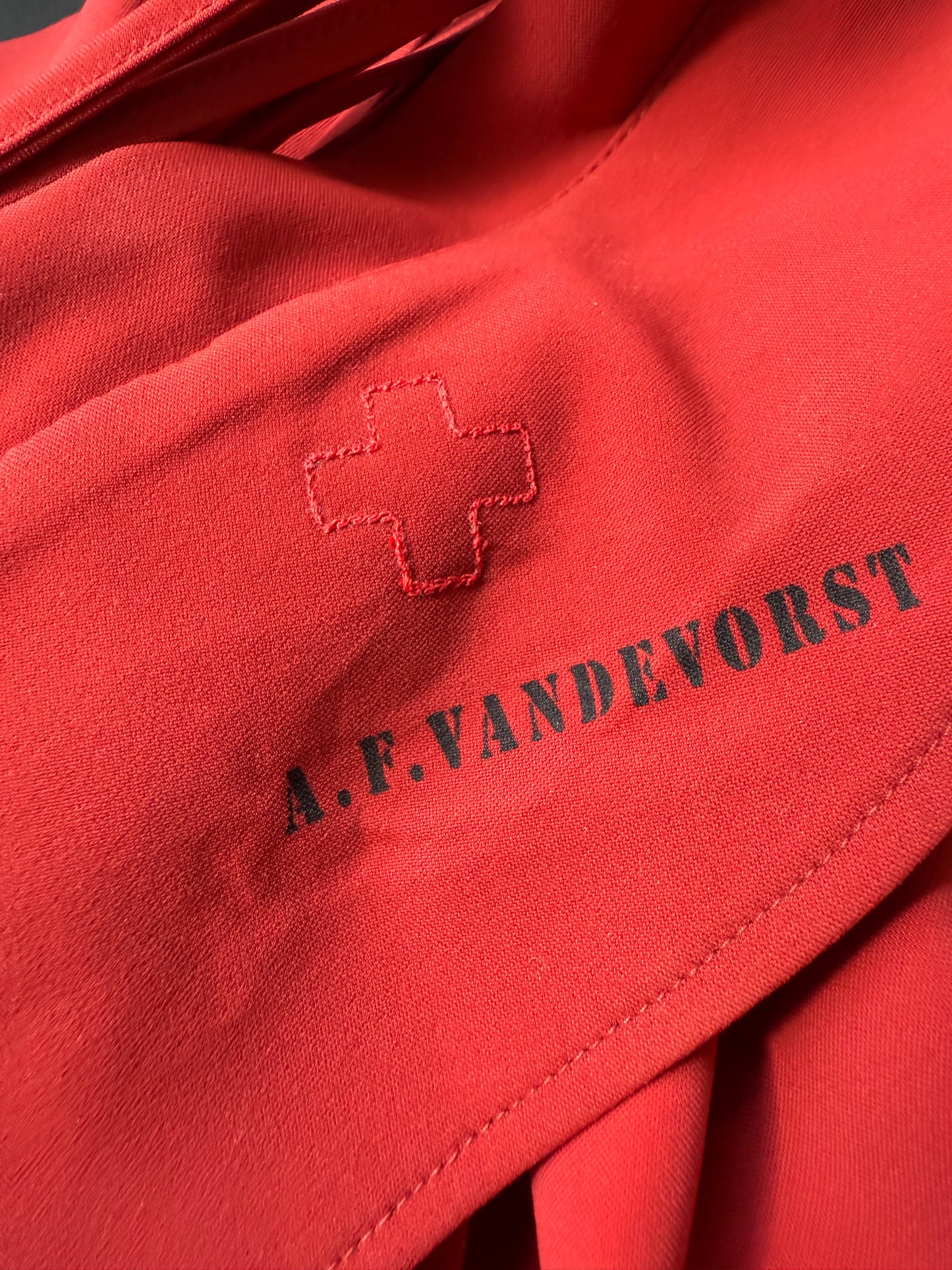 A.F. Vandervorst 2000's asymmetric red dress with lace details