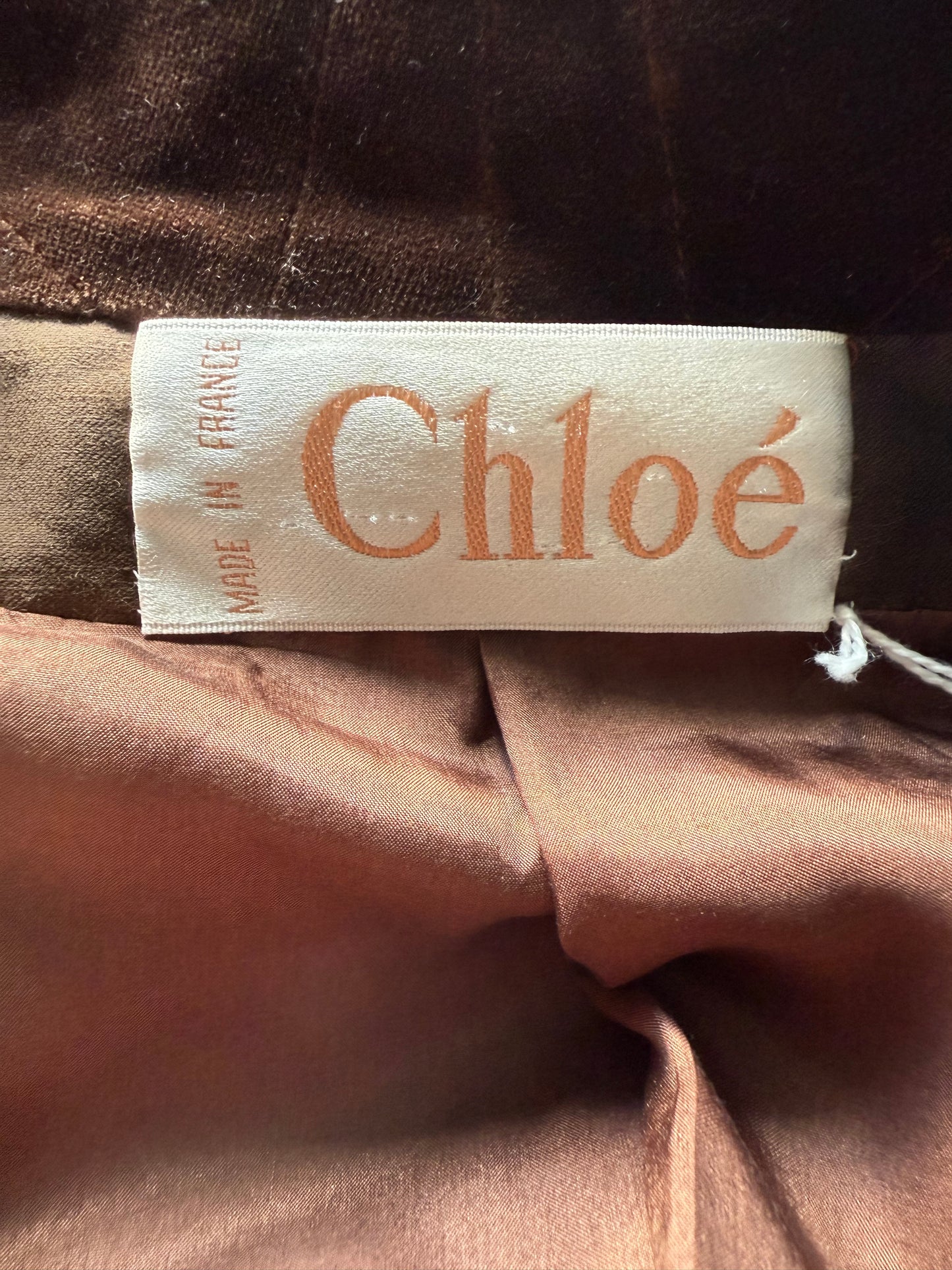Chloé 90's brown silk blazer with velvet collar