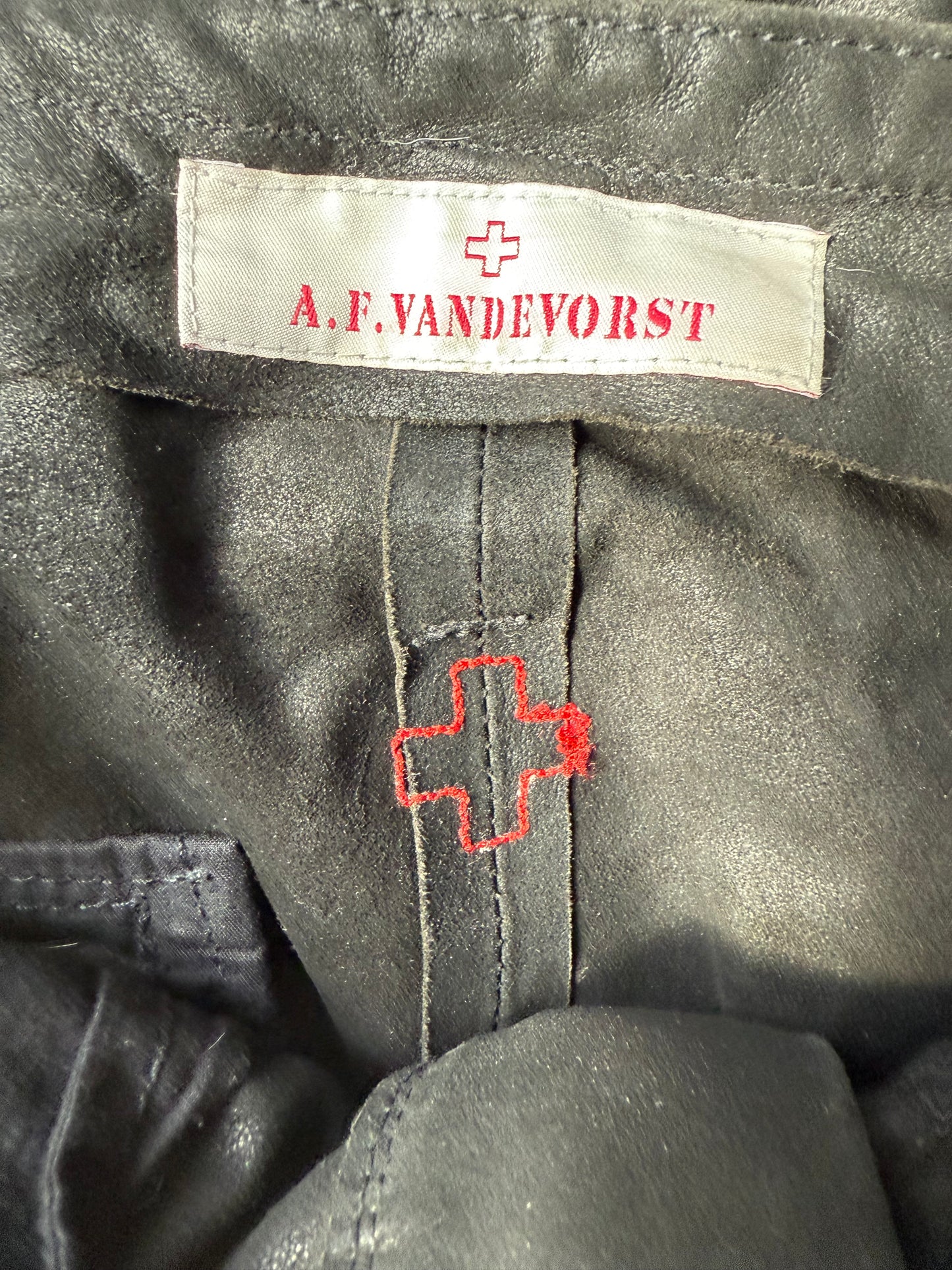 A.F. Vandervorst 2000's black leather loose trousers with belt
