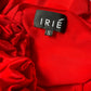 IRIÉ 2000's bright red stretchy top with sculptural 3D roses collar
