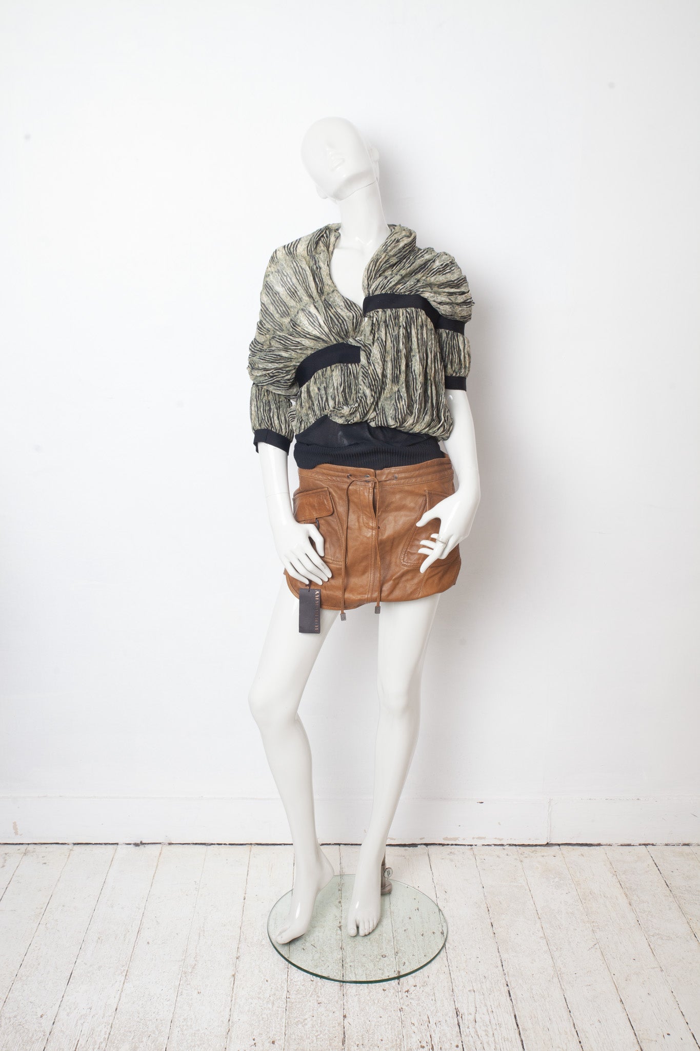 Balenciaga FW 2009 silk graphic print light green top