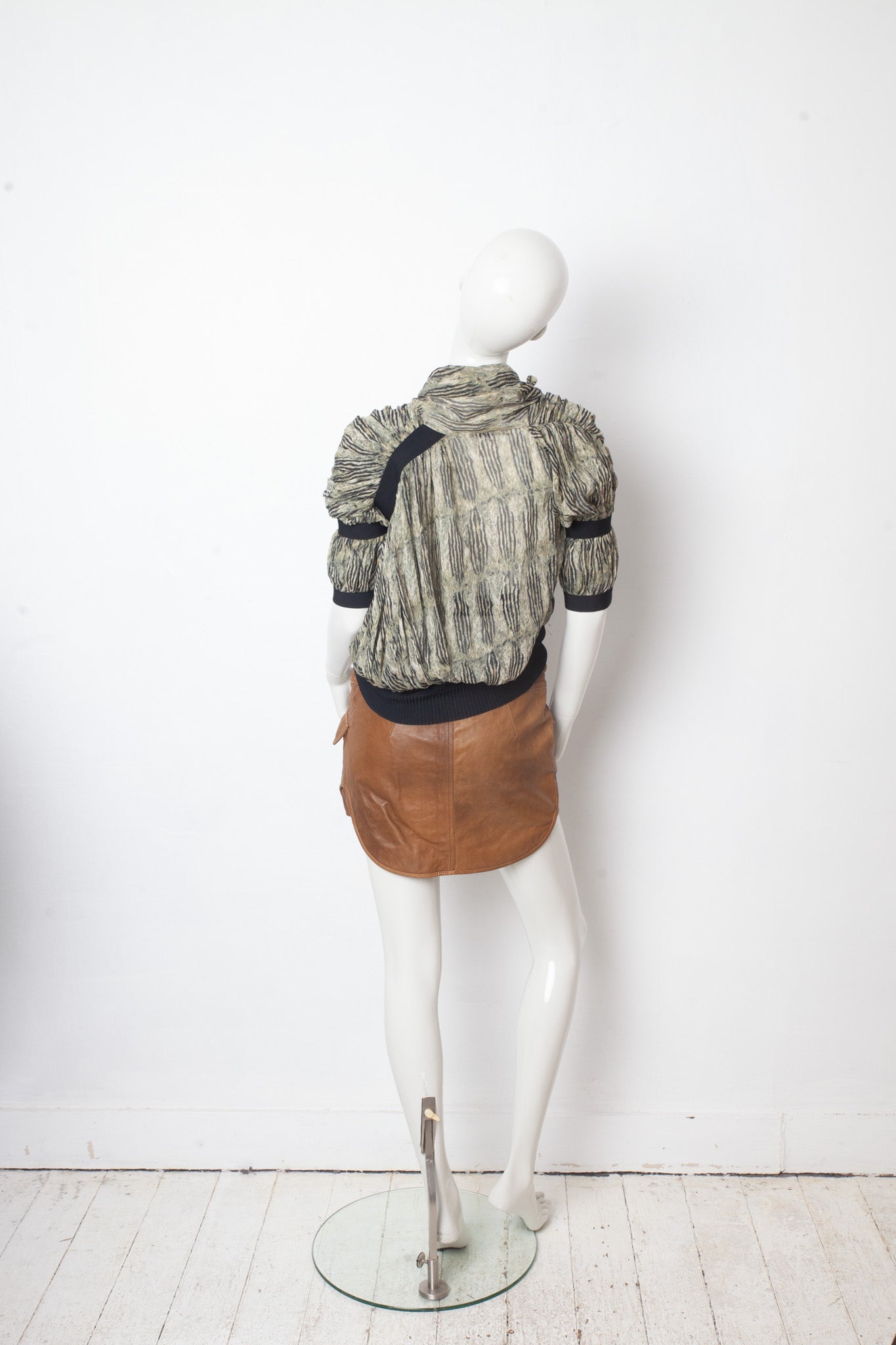 Balenciaga FW 2009 silk graphic print light green top