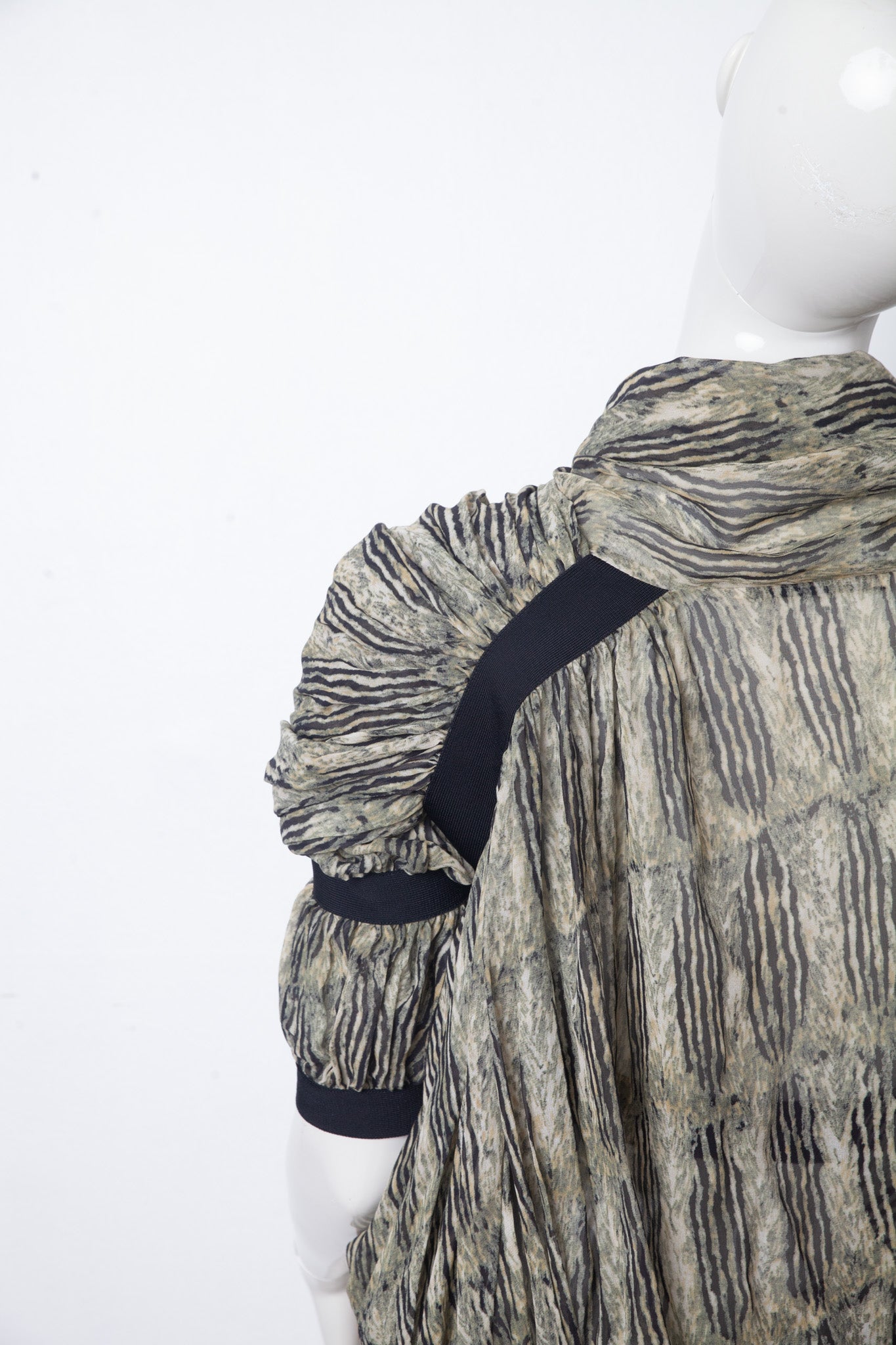 Balenciaga FW 2009 silk graphic print light green top
