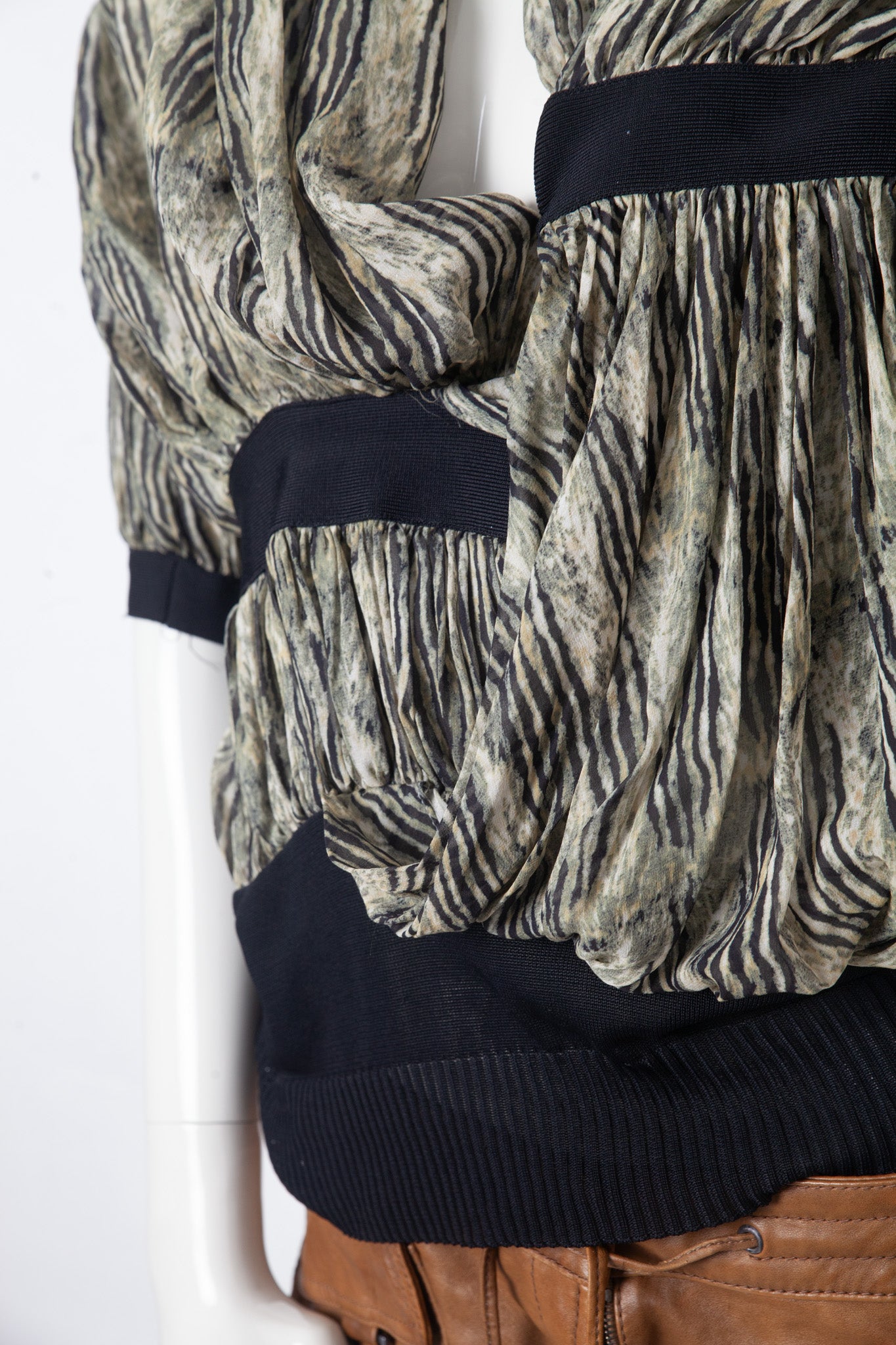 Balenciaga FW 2009 silk graphic print light green top